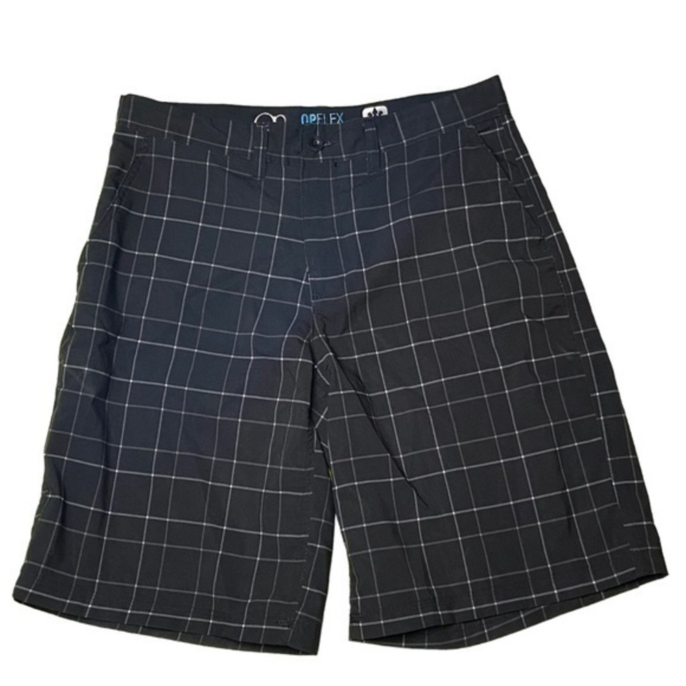 OP Mens‎ Hybrid Shorts OPFlex 4 Way Stretch Black and White Plaid Shorts Size 30